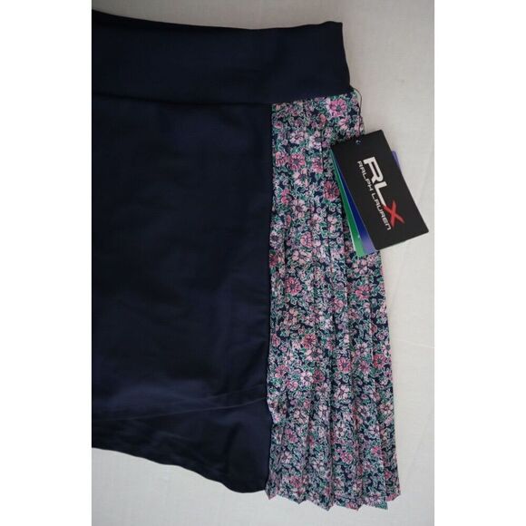 RLX Ralph Lauren Women's Sz M Navy Floral Side Pleated Performance Skort - Picture 6 of 11